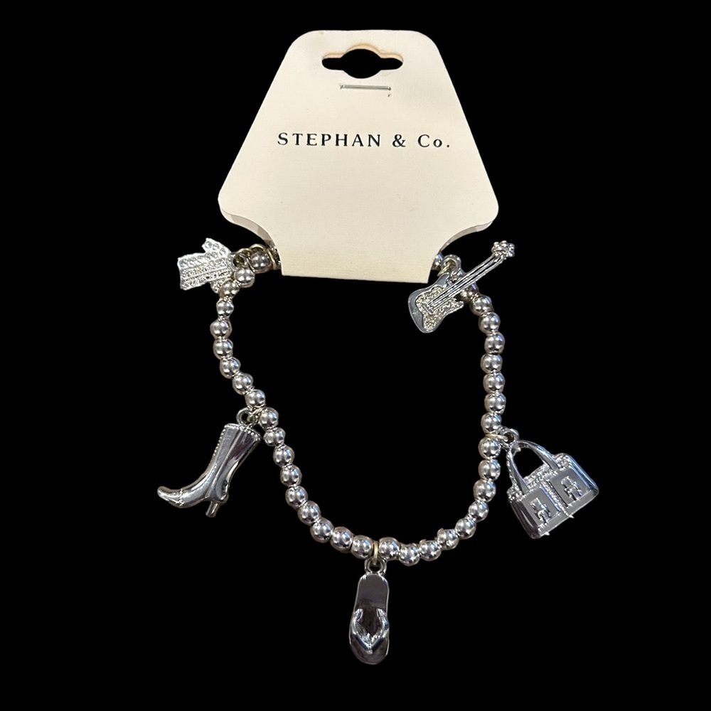 Stephan & Co. Silver Tone Stretch Charm Bracelet